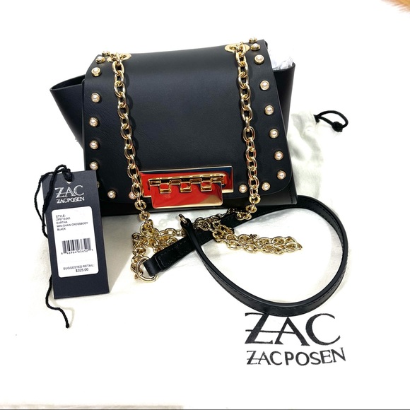 🍒ZAC ZAC POSEN Black Leather women’s Mini CrossBody Bag - Picture 4 of 11